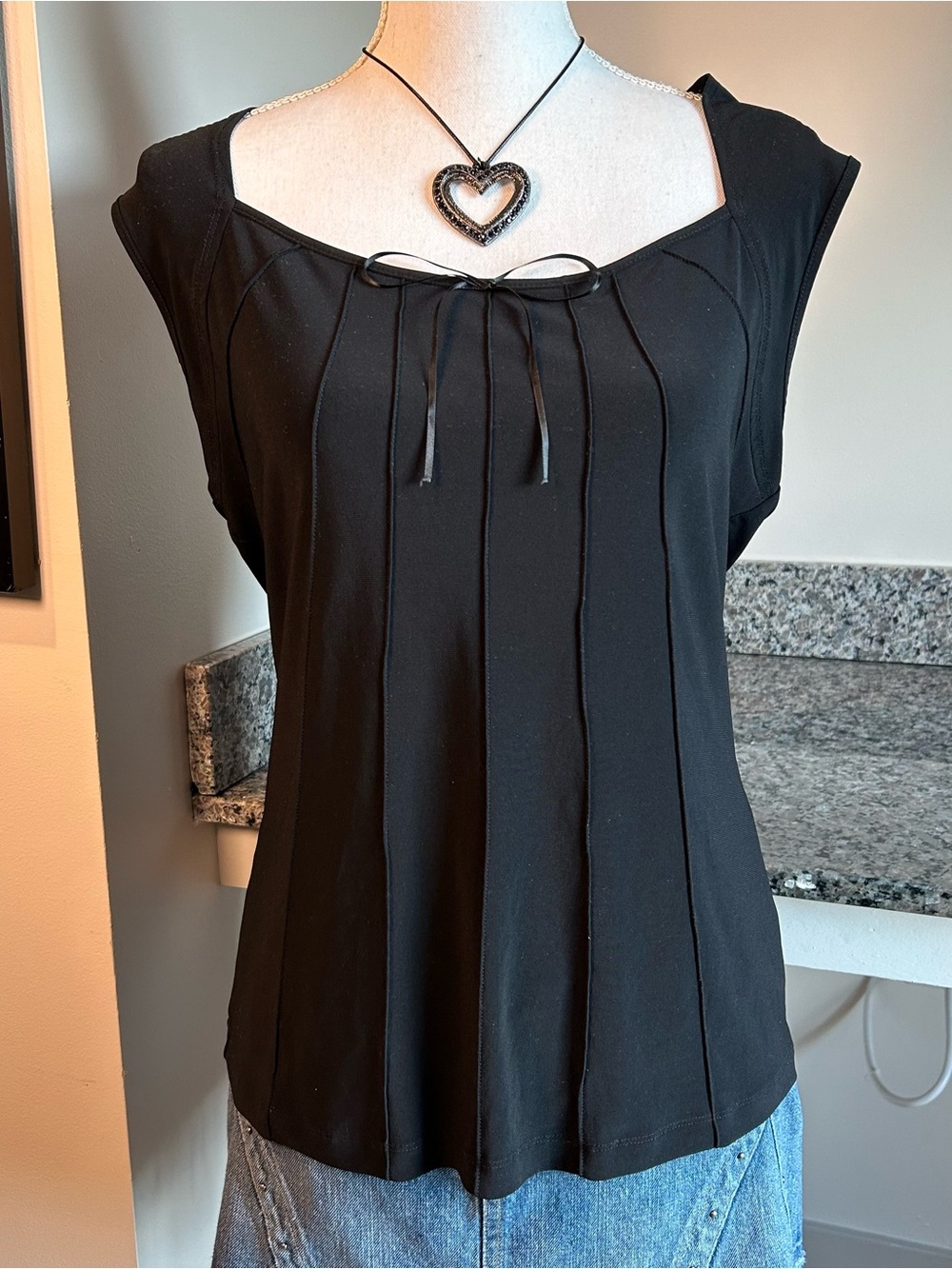 Y2K Dark Coquette Goth Grunge Black Bow XL Blouse Top
